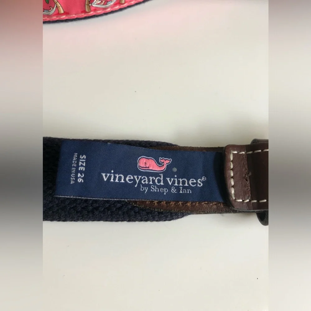 Vineyard Vines Santa Hammock Canvas Mai Tai Leather Unisex Belt Big Kid Size:26